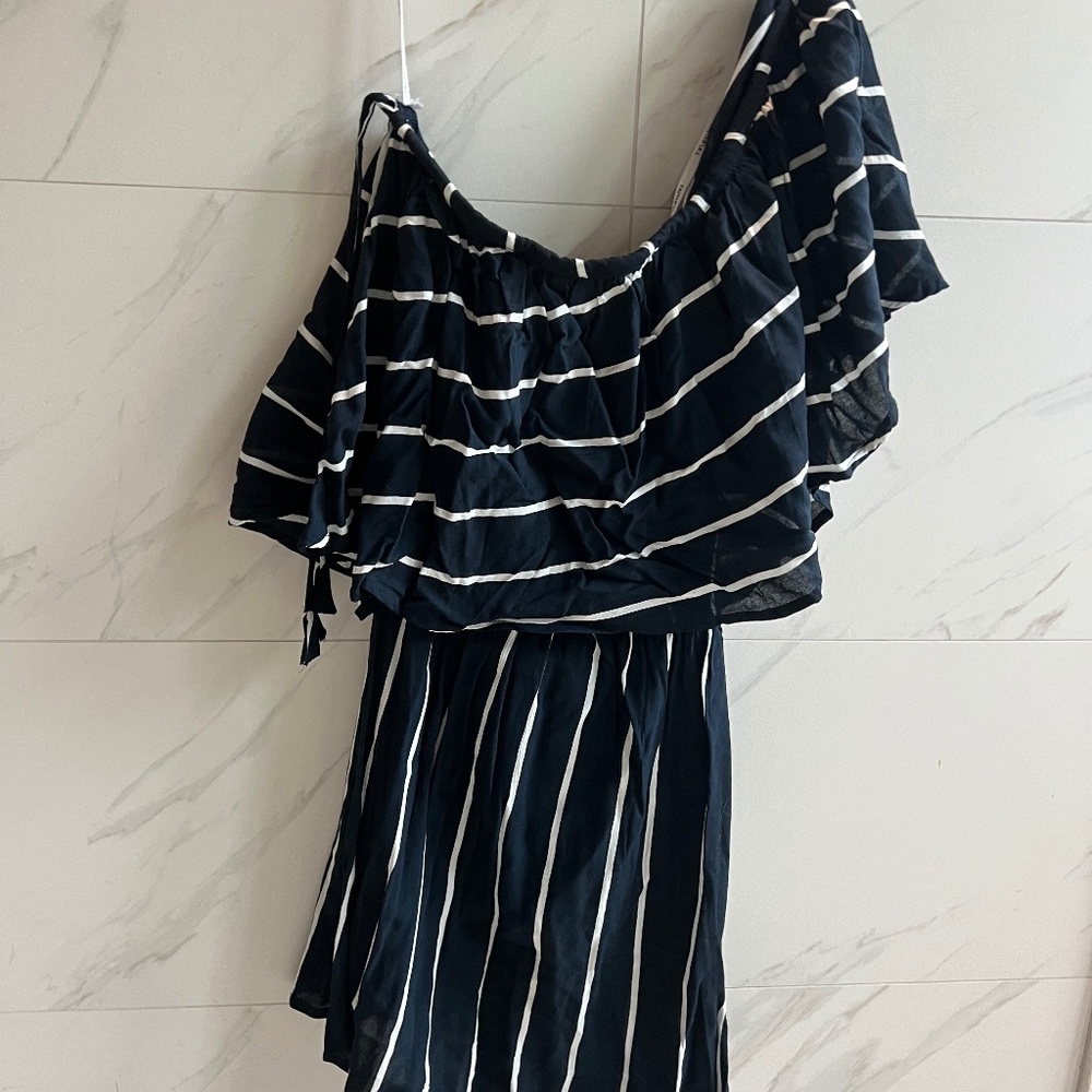 Faithfull the brand striped one shoulder dress XS